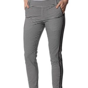 Golftini Womens Pull On Stretch Ankle Pant Sz XL Black/White Checkered